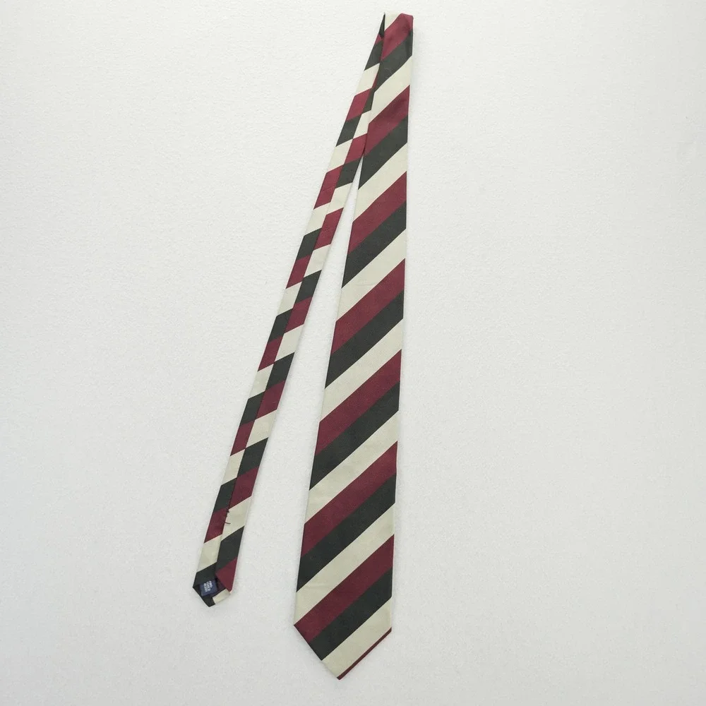Polo Ralph Lauren Silk Tie Burgundy Green Cream Striped Repp Hand Finished USA